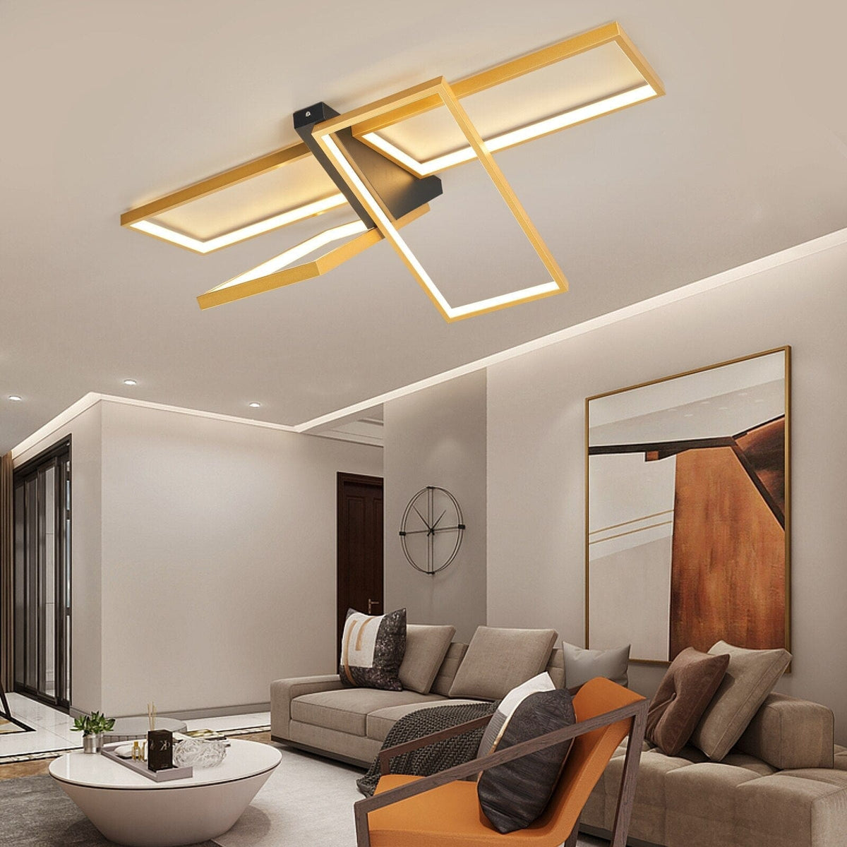 Plafonnier LED Rectangulaire Tary | Marco Lucetti Doré - 85 x 37 cm