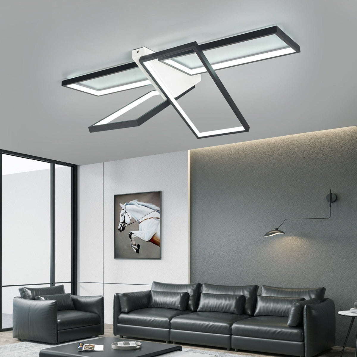 Plafonnier LED Rectangulaire Tary | Marco Lucetti Noir - 85 x 37 cm