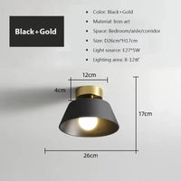 Plafonnier LED Rétro Déco Intérieure - Lampe Fer Ronde Noire et Blanche | Marco Lucetti CL131 26-Noir / Lumière tricolore