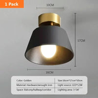 Plafonnier LED rétro en fer rond avec abat-jour - Style Vintage | Marco Lucetti CL131 16-Noir / Blanc froid