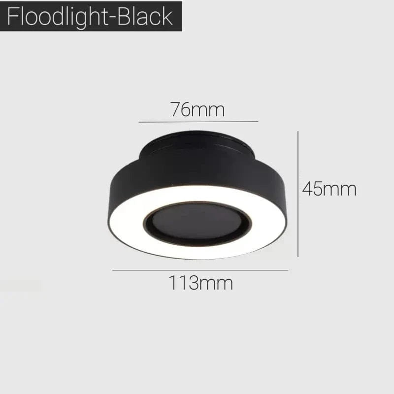 Plafonnier LED RingLight™ anti-éblouissement pour surface pliable | Marco Lucetti Projecteur noir / Blanc chaud 3000K