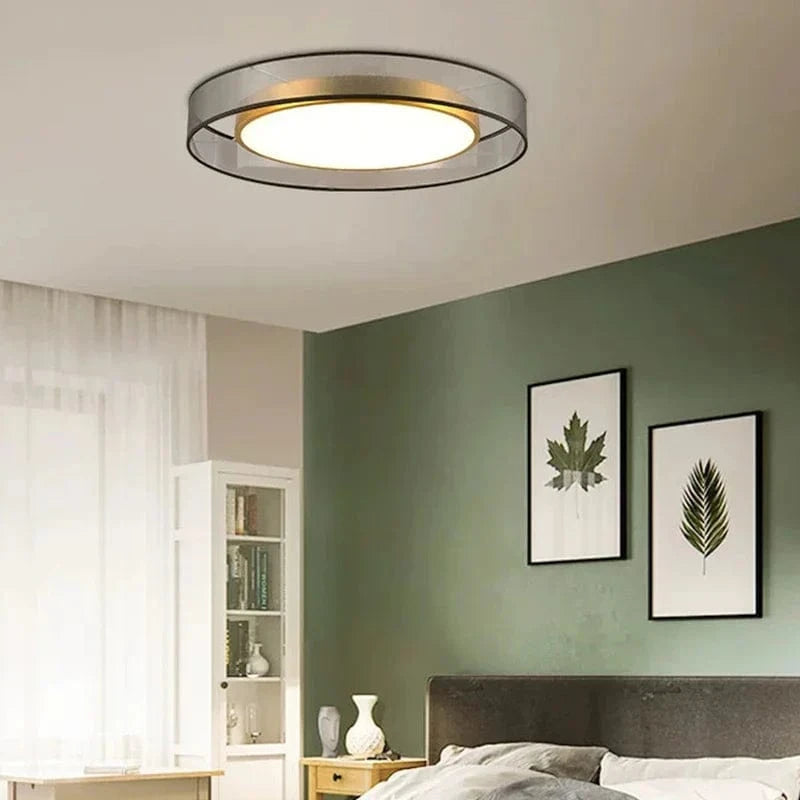 Plafonnier LED rond design et élégant avec lanternes Jianmei hall en tissu de cuivre | Marco Lucetti