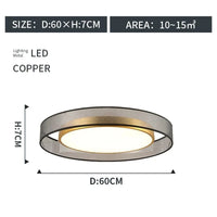 Plafonnier LED rond design et élégant avec lanternes Jianmei hall en tissu de cuivre | Marco Lucetti Cuivre D60CM / Dimmable avec télécommande