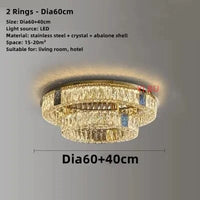 Plafonnier LED Rond Design Nordique en Acier Inoxydable - Nouveau Modèle Prestige | Marco Lucetti 2 Anneaux - Dia60cm / Lumière variable