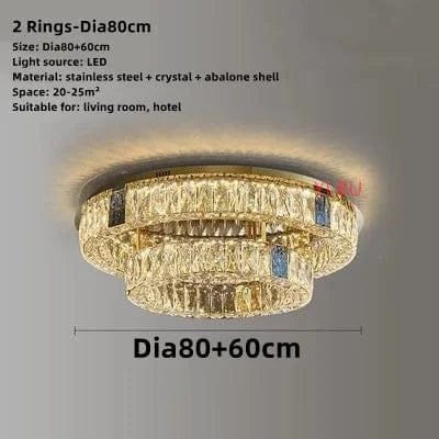 Plafonnier LED Rond Design Nordique en Acier Inoxydable - Nouveau Modèle Prestige | Marco Lucetti 2 Anneaux - Dia80cm / Lumière variable