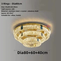 Plafonnier LED Rond Design Nordique en Acier Inoxydable - Nouveau Modèle Prestige | Marco Lucetti 3 Anneaux - Dia80cm / Lumière variable