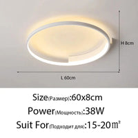 Plafonnier LED rond Design nordique pour salon et salle à manger | Marco Lucetti Blanc 60cm 38w / Lumière chaude