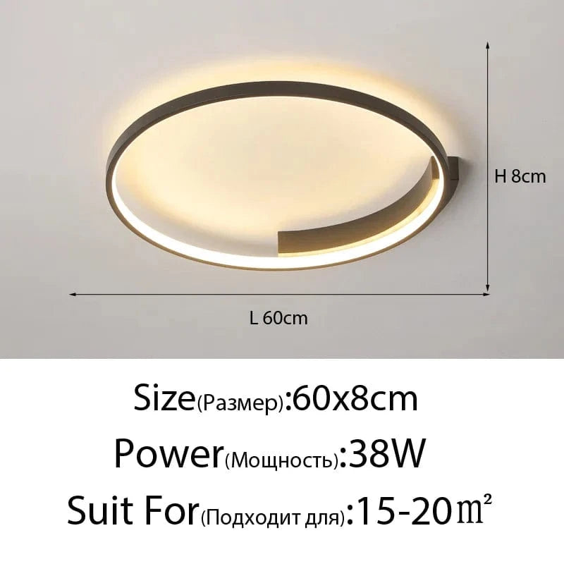 Plafonnier LED rond Design nordique pour salon et salle à manger | Marco Lucetti Noir 60cm 38w / 3lumière variable