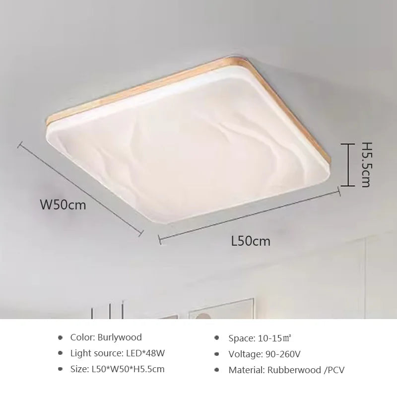 Plafonnier LED rond en bois - Style nordique moderne