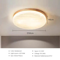 Plafonnier LED rond en bois - Style nordique moderne | Marco Lucetti