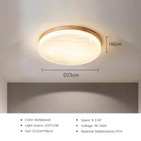 Plafonnier LED rond en bois - Style nordique moderne | Marco Lucetti A-D23cm / Blanc chaud-pas de Rc