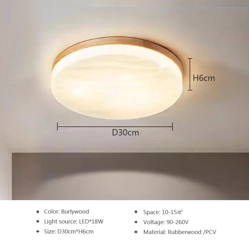 Plafonnier LED rond en bois - Style nordique moderne | Marco Lucetti A-D30cm / Blanc chaud-pas de Rc