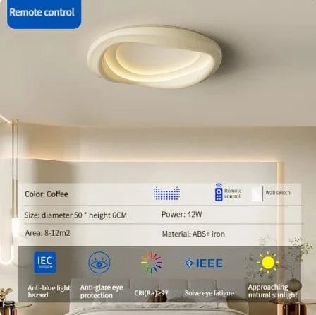 Plafonnier LED rond moderne avec télécommande - Idéal pour une décoration intérieure | Marco Lucetti B4