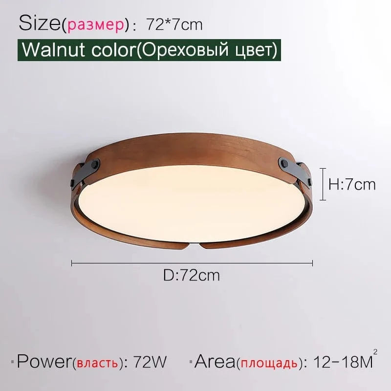 Plafonnier LED rond NordiLight | Marco Lucetti Couleur noyer 72cm / Blanc chaud (3000k)