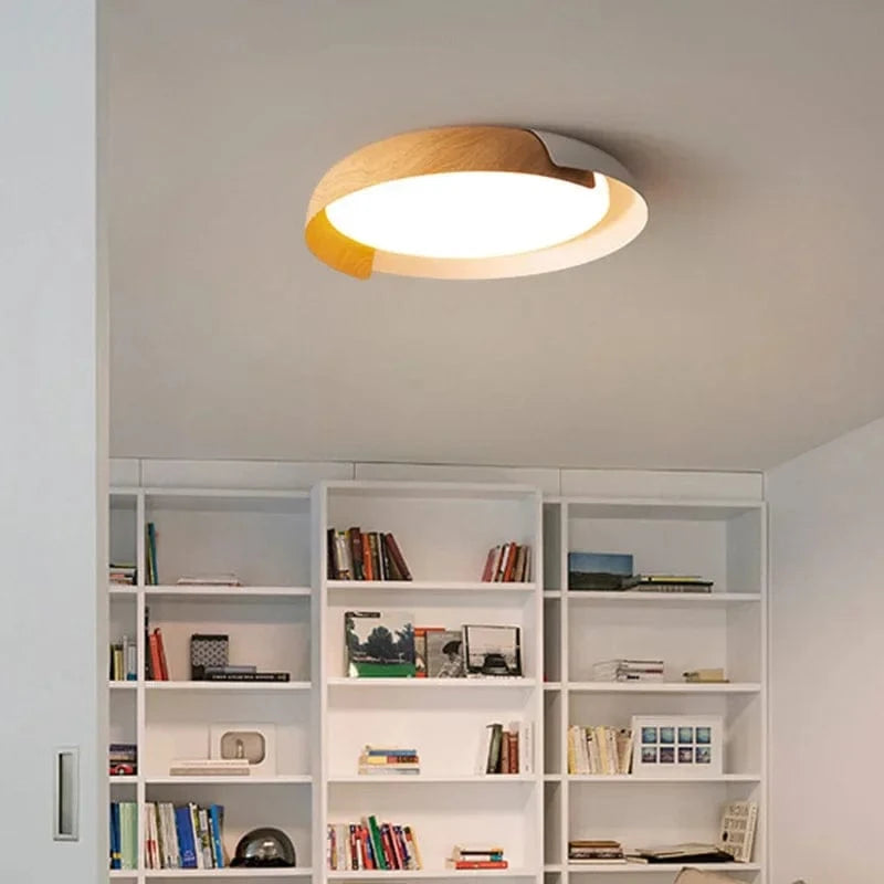 Plafonnier LED Rond SANDYHA Nordique en Bois Clair Original - Éclairage Design pour Chambre, Salon, Salle à Manger et Bureau | Marco Lucetti