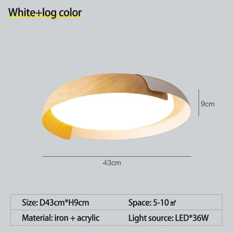 Plafonnier LED Rond SANDYHA Nordique en Bois Clair Original - Éclairage Design pour Chambre, Salon, Salle à Manger et Bureau | Marco Lucetti Bûche blanche D43cm / Changeable