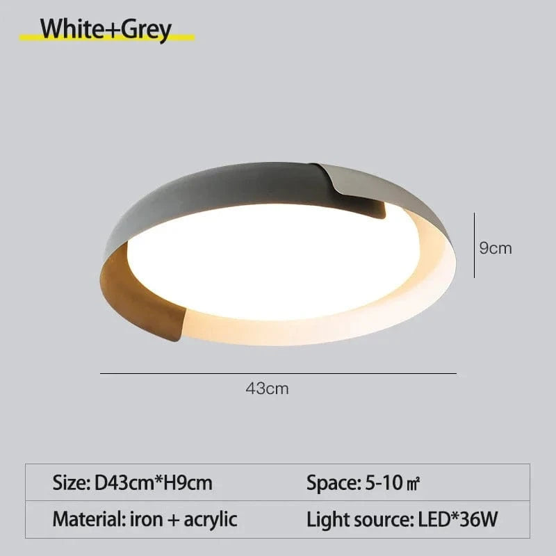 Plafonnier LED Rond SANDYHA Nordique en Bois Clair Original - Éclairage Design pour Chambre, Salon, Salle à Manger et Bureau | Marco Lucetti D43cm blanc-gris / Changeable