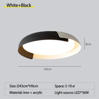 Plafonnier LED Rond SANDYHA Nordique en Bois Clair Original - Éclairage Design pour Chambre, Salon, Salle à Manger et Bureau | Marco Lucetti D43cm blanc-noir / Changeable