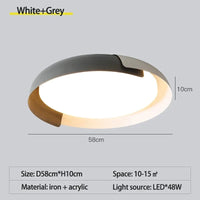Plafonnier LED Rond SANDYHA Nordique en Bois Clair Original - Éclairage Design pour Chambre, Salon, Salle à Manger et Bureau | Marco Lucetti D58cm blanc-gris / Changeable