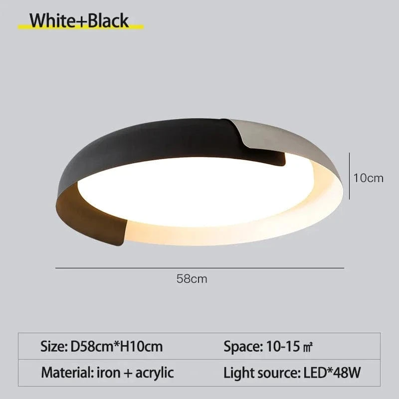 Plafonnier LED Rond SANDYHA Nordique en Bois Clair Original - Éclairage Design pour Chambre, Salon, Salle à Manger et Bureau | Marco Lucetti D58cm blanc-noir / Changeable