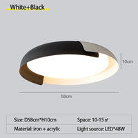 Plafonnier LED Rond SANDYHA Nordique en Bois Clair Original - Éclairage Design pour Chambre, Salon, Salle à Manger et Bureau | Marco Lucetti D58cm blanc-noir / Changeable