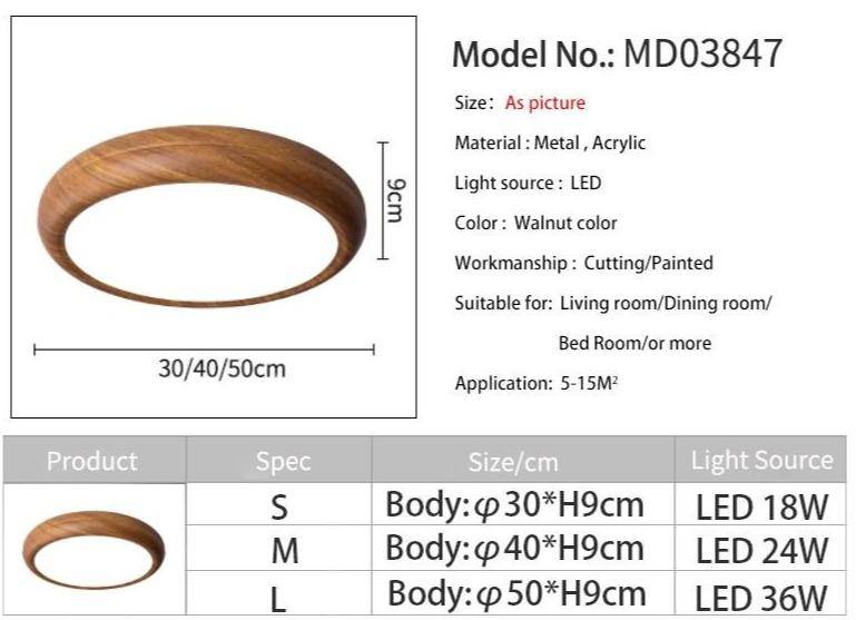 Plafonnier LED rond style bois | Marco Lucetti