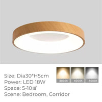 Plafonnier LED Rond Ultra-fin en Grain de Bois - Luxedéco