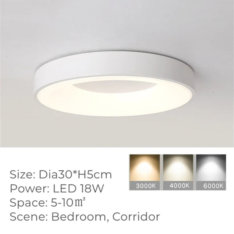 Plafonnier LED Rond Ultra-fin en Grain de Bois - Luxedéco