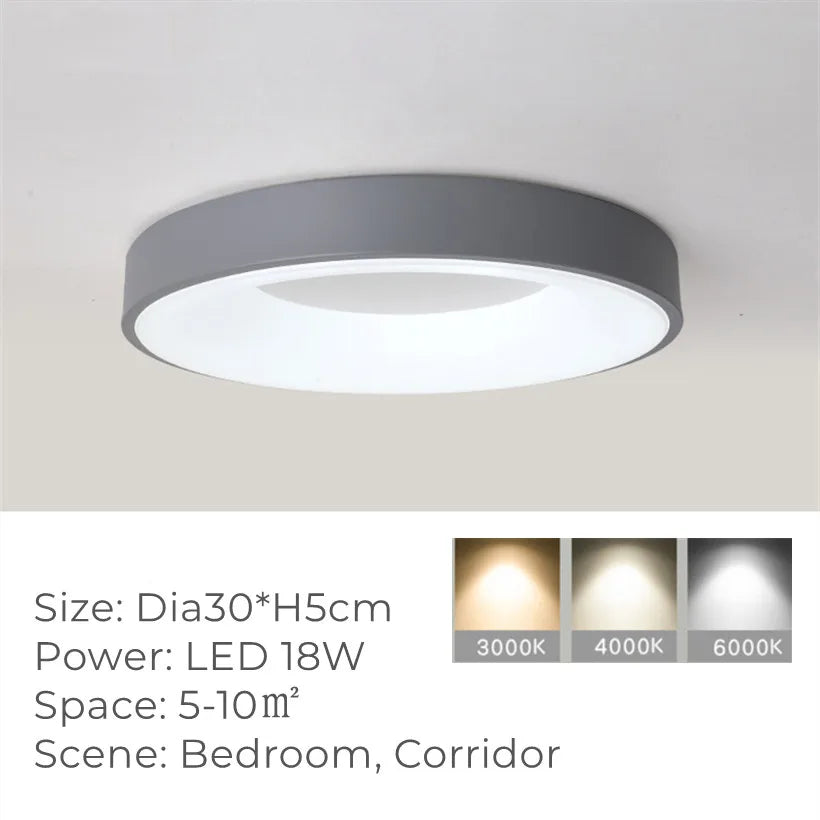 Plafonnier LED Rond Ultra-fin en Grain de Bois - Luxedéco
