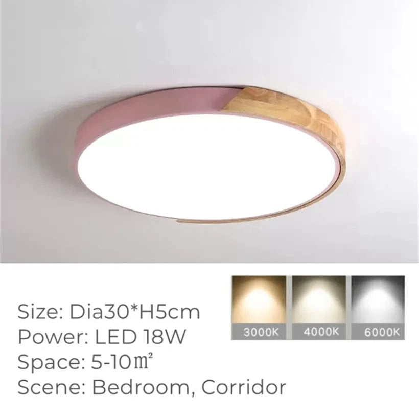 Plafonnier LED Rond Ultra-fin en Grain de Bois - Luxedéco | Marco Lucetti Rose-B / Blanc chaud 3000K