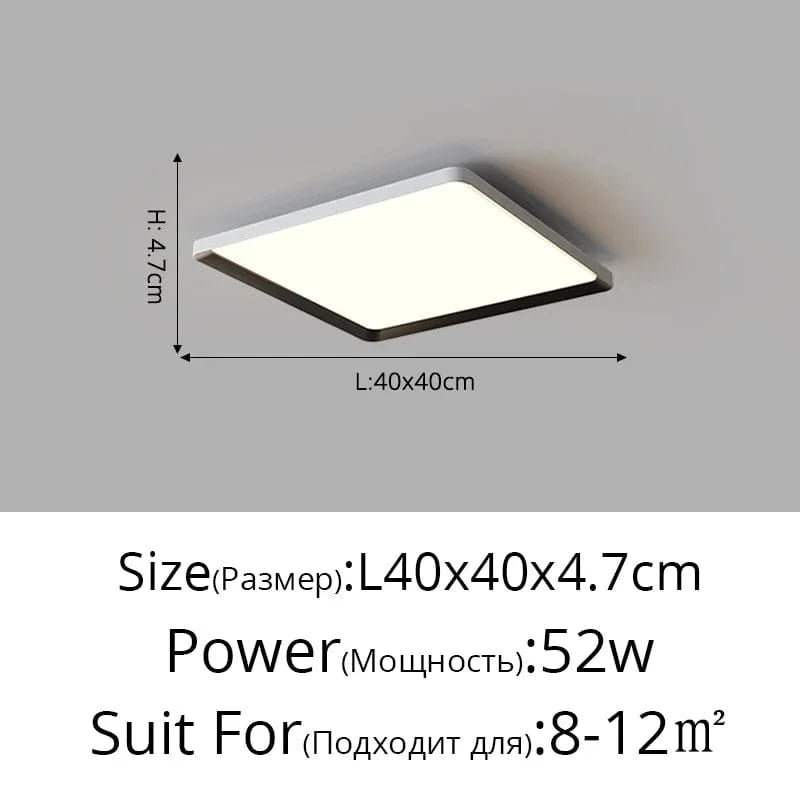 Plafonnier LED rond ultra-mince moderne, sans stroboscope | Marco Lucetti Carré L40x40cm 52W / Blanc chaud Pas de télécommande