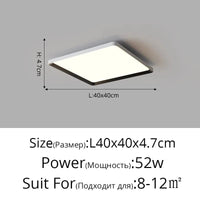 Plafonnier LED rond ultra-mince moderne, sans stroboscope | Marco Lucetti Carré L40x40cm 52W / Blanc chaud Pas de télécommande