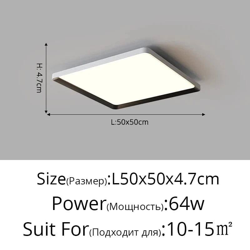 Plafonnier LED rond ultra-mince moderne, sans stroboscope | Marco Lucetti Carré L50x50cm 64W / Blanc chaud Pas de télécommande