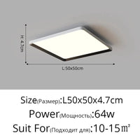 Plafonnier LED rond ultra-mince moderne, sans stroboscope | Marco Lucetti Carré L50x50cm 64W / Blanc chaud Pas de télécommande