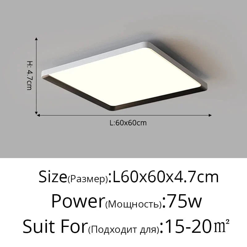 Plafonnier LED rond ultra-mince moderne, sans stroboscope | Marco Lucetti Carré L60x60cm 75W / Blanc chaud Pas de télécommande