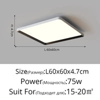 Plafonnier LED rond ultra-mince moderne, sans stroboscope | Marco Lucetti Carré L60x60cm 75W / Blanc chaud Pas de télécommande