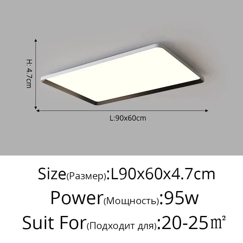 Plafonnier LED rond ultra-mince moderne, sans stroboscope | Marco Lucetti Rectangulaire L90x60cm / Blanc chaud Pas de télécommande