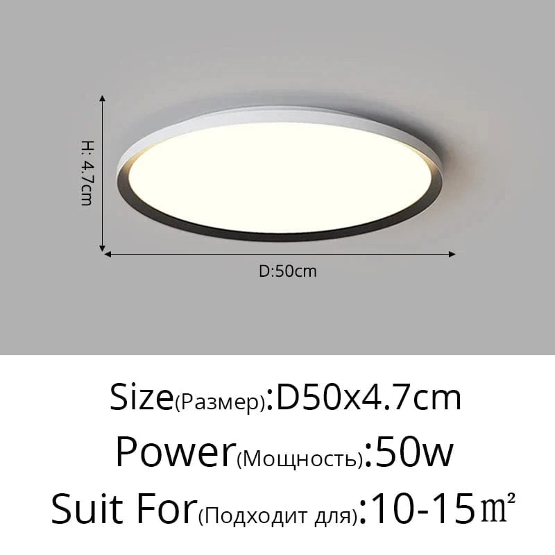 Plafonnier LED rond ultra-mince moderne, sans stroboscope | Marco Lucetti Rond D50x4cm 50W / Blanc chaud Pas de télécommande