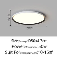 Plafonnier LED rond ultra-mince moderne, sans stroboscope | Marco Lucetti Rond D50x4cm 50W / Blanc chaud Pas de télécommande