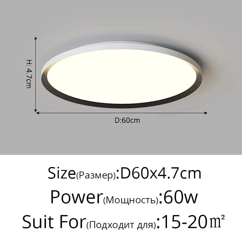 Plafonnier LED rond ultra-mince moderne, sans stroboscope | Marco Lucetti Rond D60x4cm 60W / Blanc chaud Pas de télécommande