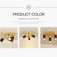 Plafonnier LED Rotatif Multi-têtes en Bois - Collection Nordique | Marco Lucetti