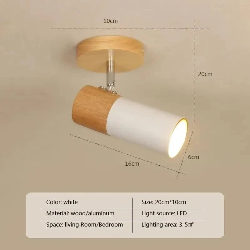 Plafonnier LED Rotatif Multi-têtes en Bois - Collection Nordique | Marco Lucetti CL146 Blanc / Blanc froid