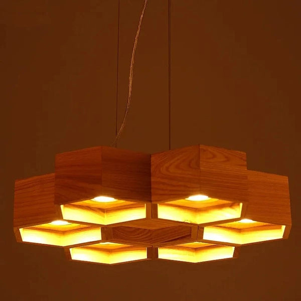 Plafonnier Led "Ruche de Lumière" en bois massif | Marco Lucetti