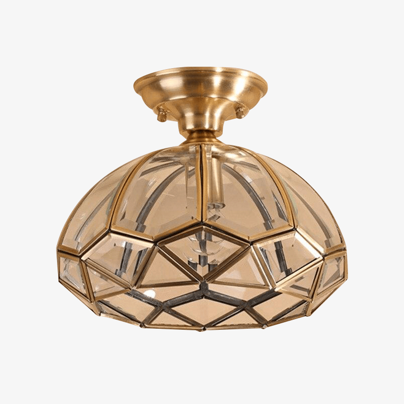 Plafonnier LED doré rustique.