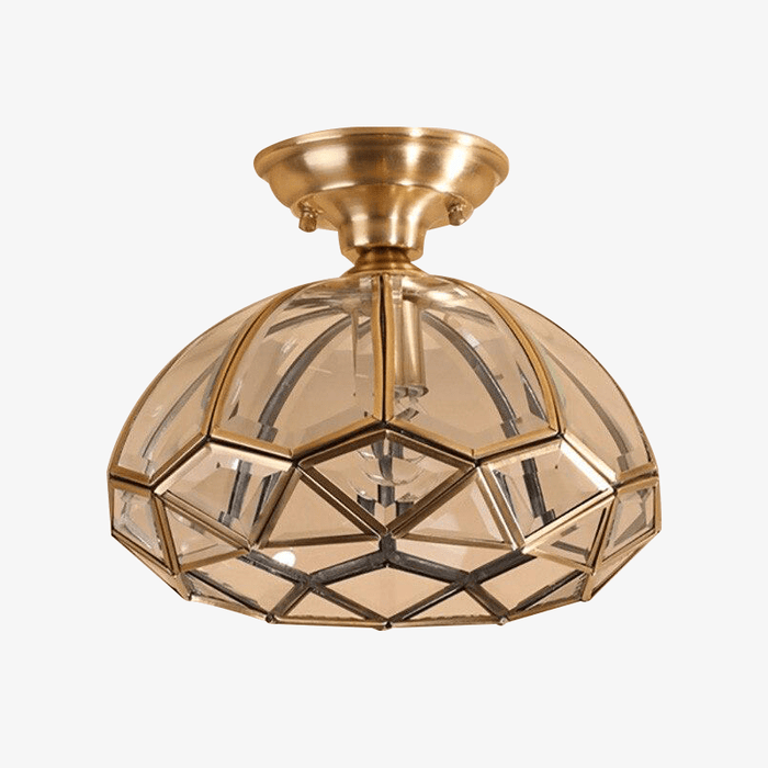 Plafonnier LED doré rustique.