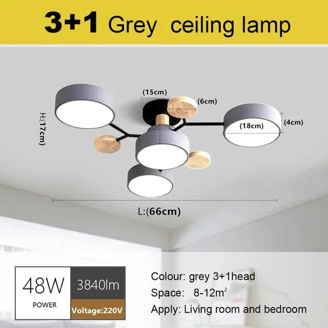 Plafonnier LED Scandinave Chic | Marco Lucetti 3 et 1 gris / CHINE