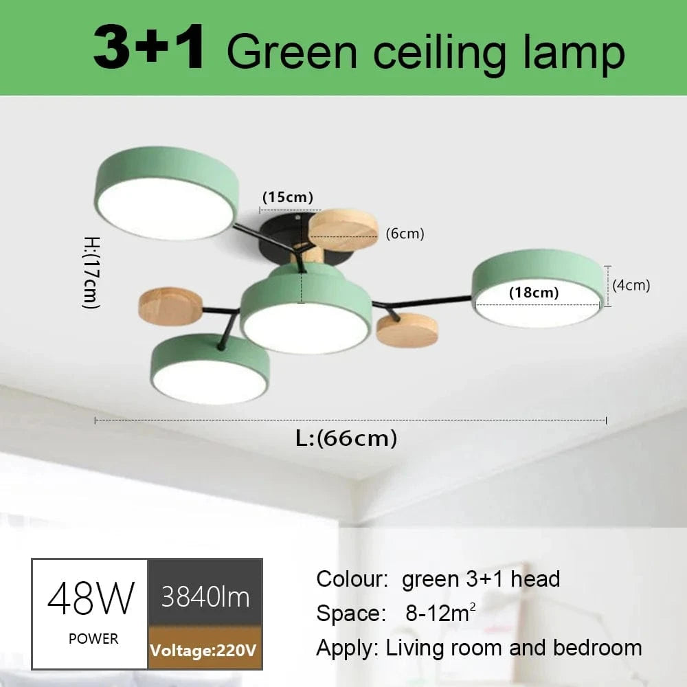 Plafonnier LED Scandinave Chic | Marco Lucetti 3 et 1 vert / CHINE