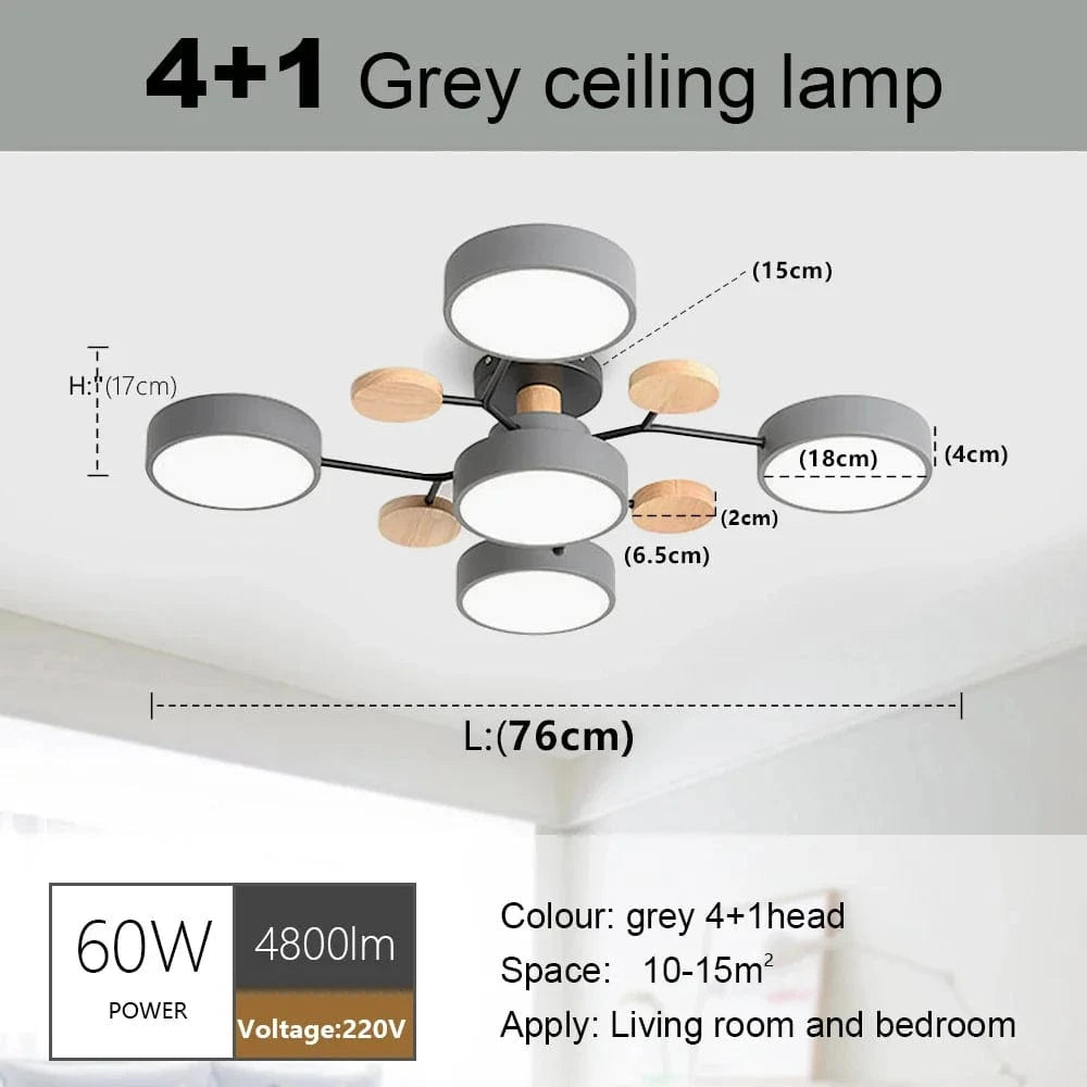 Plafonnier LED Scandinave Chic | Marco Lucetti 4 et 1 gris / CHINE
