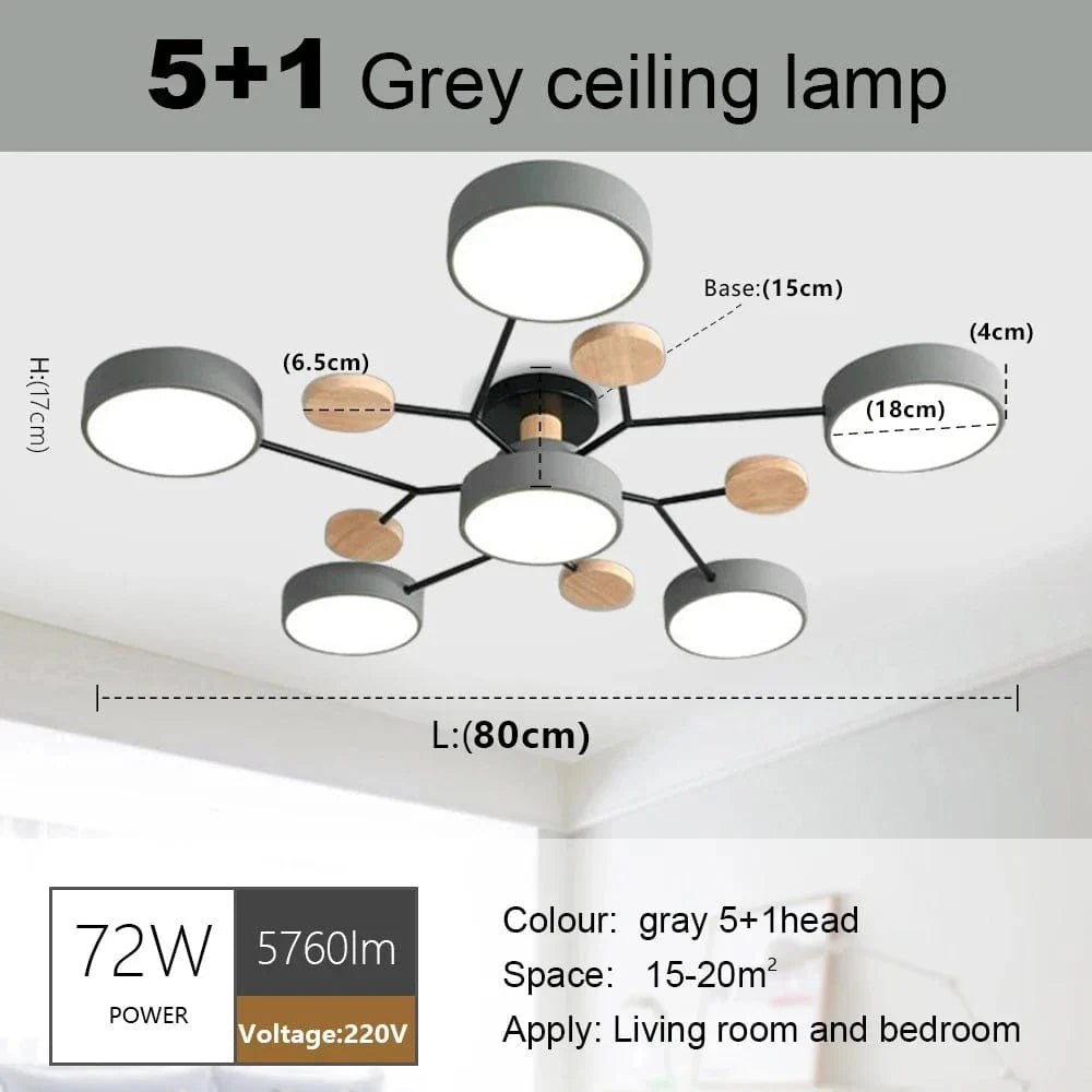 Plafonnier LED Scandinave Chic | Marco Lucetti 5 et 1 gris / CHINE