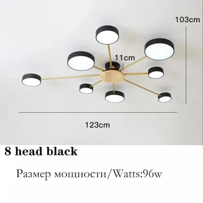 Plafonnier LED Scandinave Chic | Marco Lucetti 8 têtes Noir / CHINE
